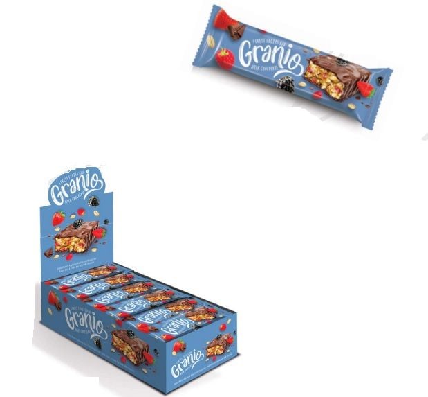 GRANIO Çikolatalı Yulaflı Kırmızı Meyveli Bar 24 x 40 Gr