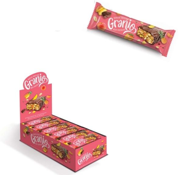 GRANIO Çikolatalı Yulaflı Tropikal Meyveli Bar 24 x 40 Gr