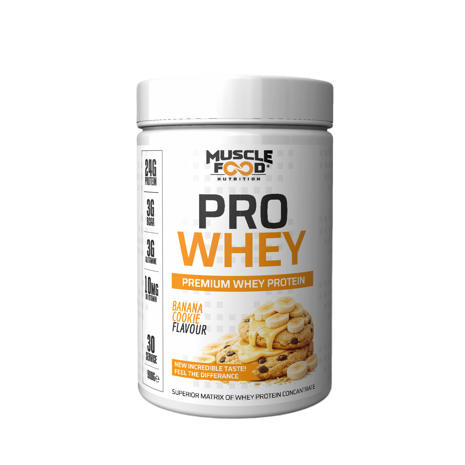 MUSCLE FOOD PROWHEY PROTEİN 900 GR MUZ KURABİYE